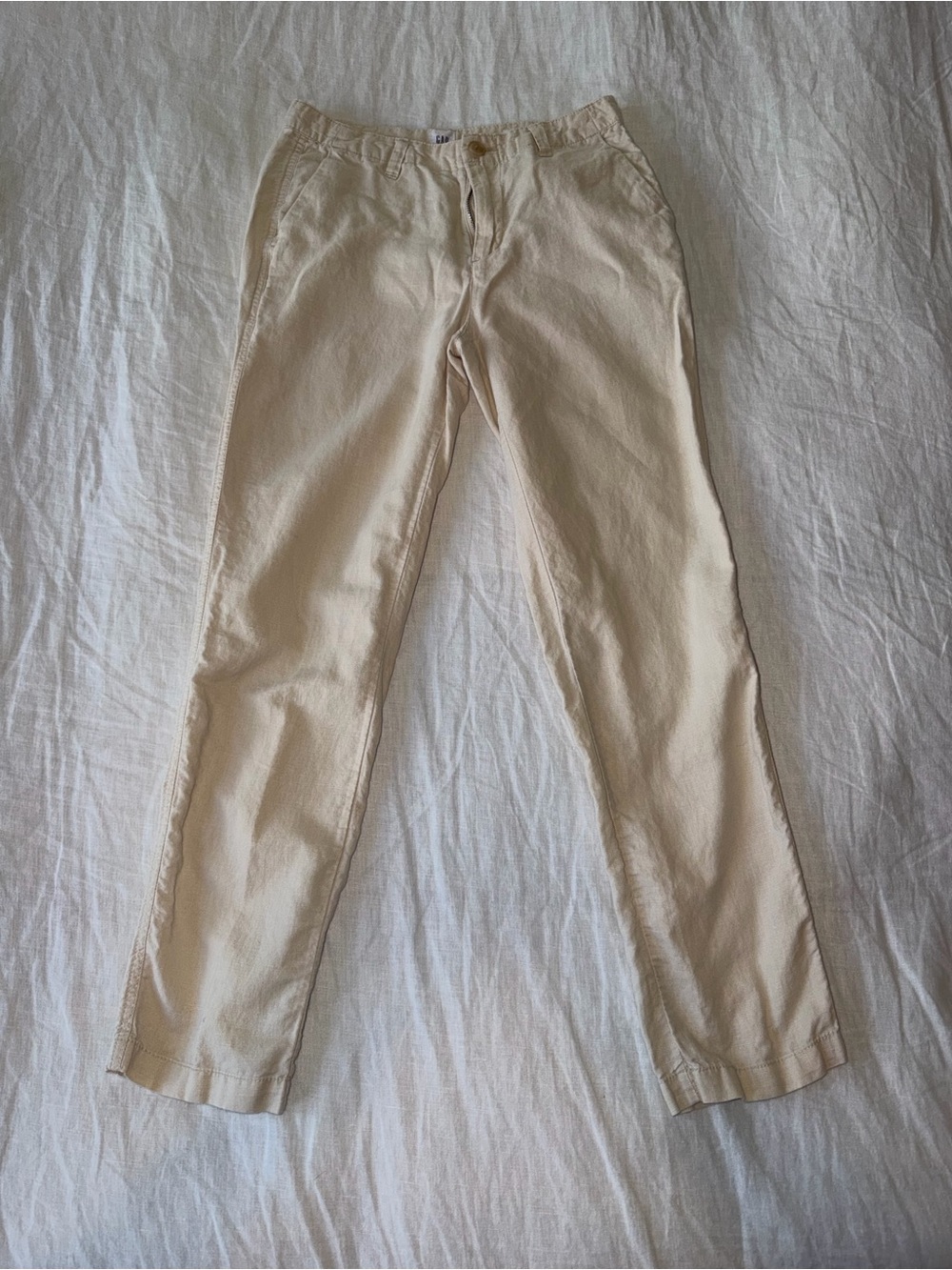 GAP Straight-Leg Linen-blend Pants in Light Beige